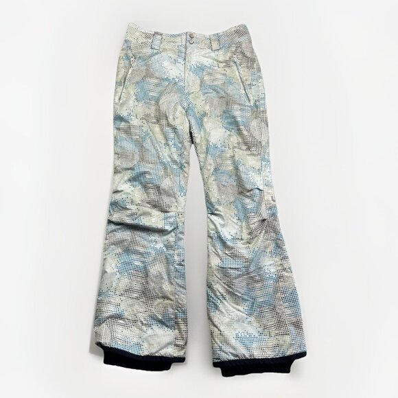 Lole White Snow Pants Women Sz M Trippy Geometric AOP Ski Snowboard Winter Gear - Picture 1 of 13